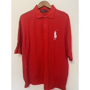 Ralph Lauren Men Vintage Red White Big Pony Embroidered 3 On Arm‎ Size 2